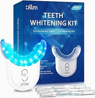 Teeth Whitening Kit Gel Pen Strips - Ollm Specially Formulated for Sensitive Teeth, Gum, Braces Care 32X LED Light Tooth Whitener, Professional Oral Beauty Products Dental Tools 2 Mouth Trays