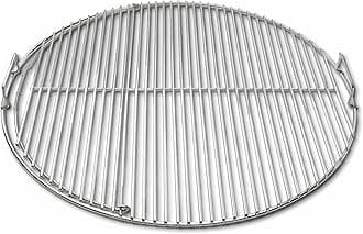 SnS Grills Slow ‘N Sear EasySpin Charcoal Grill Cooking Grate - Compatible with Weber and Other Grills, 2-Zone Stainless Steel Hinged Replacement - Tailgating & Backyard Cooking - 24” Inches