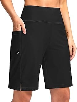G Gradual Women's 9" Long Swim Board Shorts with Pockets High Waisted Knee Length Beach Swimming Shorts for Women with Liner