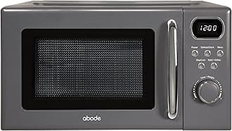 Abode Retro Microwave 20 Litre Grey Digital 800W, Mirror Finish, 8 Auto Cook Settings & Defrost, 5 Power Levels AMD2004G
