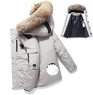 Men's Down Jacket Big Goose Autumn And Winter Thickened Coat Canada Style Warm Snow Coat (Color : White, Size : XL)