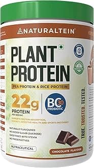 NATURALTEIN – Vegan Plant (Rice & Pea) Based Protein Powder – Chocolate Flavour – 500g (21 G Protein, Naturally Flavoured, Gluten Free)