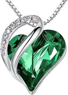 Leafael Valentine's Day Gift Necklace for Women, Infinity Love Birthstone Heart Pendant with Healing Crystals, Allergy-Free Jewellery with Gift Box, Silver-Tone, For Valentine's Day