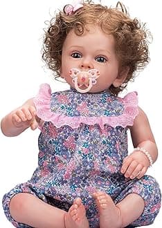 Pinky Reborn Baby Dolls Girls Handmade 24 Inch Silicone Newborn Baby Doll Collectible Real Life Reborn Toddler Gift for Kids Age 3+ (Brown Hair)