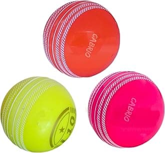 CABRIO Cricket I 10 Rubber Synthetic Ball Pack Of 3, Best For Practice And Training, All Age Groups,Multicolor
