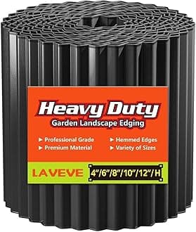 LAVEVE Corrugated Metal Garden Edging - Sturdy Border Perfect for DIY Flower Beds and Landscaping Borders (Black, 6 Inch x 40FT)