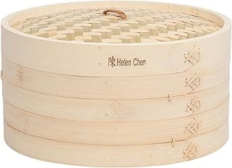 Helen's Asian Kitchen Bamboo Food Steamer with Lid, 12-Inch