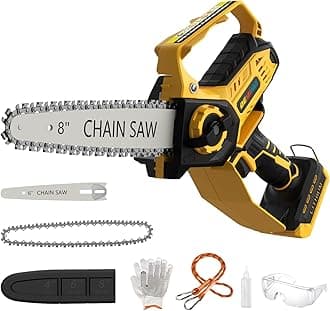 Mini Chainsaw for Dewalt 20V Max Battery, 8-Inch and 6-Inch 2-IN-1 Cordless Electric Chain saw with Brushless Motor and Auto-Oiler, 800W Hand Mini Chainsaw for Tree Pruning Wood Cutting(No Battery)
