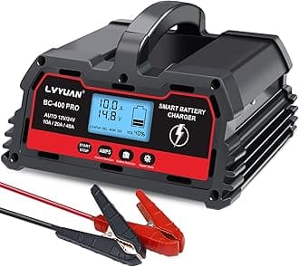 LVYUAN 12V/24V Car Battery Charger with Trickle Charger Automotive Smart Battery Charger, Smart Battery Maintainer, 10A/20A/40A for Car Truck Motorcycle LiFePO4 Lithium and Lead Acid Batteries