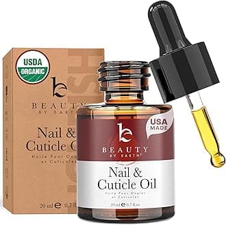 Beauty by Earth Organic Nail and Cuticle Oil - USA Made Nail Oil for Growth and Strength, Nail Treatment for Damaged Nails, Cuticle Repair and Nail Care