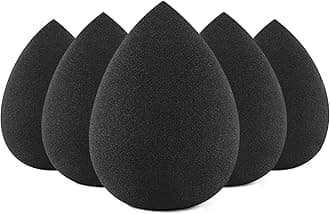 5 Pcs Black Makeup Sponge, Blender Beauty Foundation Blending Sponge, Flawless for Liquid, Cream, and Powder, Latex Free and Vegan Makeup Sponges