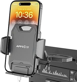 APPS2Car Sturdy CD Slot Phone Mount with One Hand Operation Design, Hands-Free Car Phone Holder Universally Compatible with All iPhone & Android Cell Phones, for Smartphone Mobile