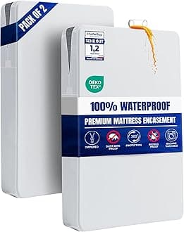 Premium Waterproof Mattress Encasement Double Bed (135 x 190 x 30 cm) Pack of 2, Zippered Mattress Protector, Bed Bug and Dust Mite Proof Mattress Cover, White