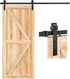 EaseLife 6 FT Heavy Duty Sliding Barn Door Hardware Track Kit,Ultra Hard Sturdy,Slide Smoothly Quietly,Easy Install,Fit 30"~36" Wide Door (6FT Track Single Door Kit)