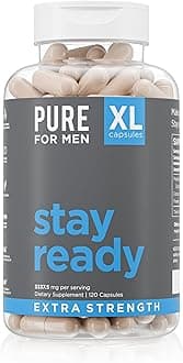 Pure for Men Stay Ready Fiber Extra Strength Supplement | Digestive Regularity | Bowel Movement & Gut Health Support | Vegan Cleanliness | Proprietary Formula | 120 Vegan XL Capsules