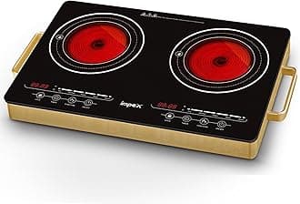 Double Infrared Cooktop, 2 Burner Electric Stove with 4-digit LED Display, Touch Sensor, 5 Cooking Modes, 8 Power Levels, 4-hour Timer, Micro Crystal Plate, Overheat Protection, 2-year Warranty