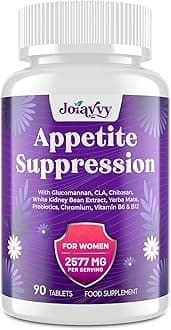 Appetite Suppressants for Women, Natural Fat Burner that Work Fast, High Dose in Glucomannan Konjac Root, White Kidney Bean for Weight Management, Metabolism Booster, Keto Friendly (90 Tablets)