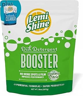 Lemi Shine Booster - Dishwasher Detergent Additive Plus Dishwasher Cleaner, Hard Water Spot Remover for Glass & Dishes with Natural Citrus Extracts, 38oz