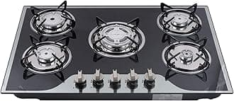 Gas Cooktop 30 Inch Gas Stove Cooktop Stove Burner Tempered Glass Built in 5 Burners Gas Hob Grate Stovetop LPG/NG Convertible (Style 1)