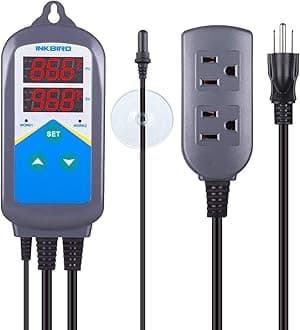 Inkbird Digital Outlet Heating Aquarium Temperature Controller ITC-306T Reptiles, Heat Mat, Updated Aquarium Probe (Heating Temp Controller+ Updated Aquarium Probe)