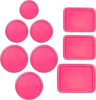 Replacement Lids for Pyrex Glass Food Storage Containers Rectangular (1) 1-Cup (2) 2-Cup (2) 4-Cup (1) 7-Cup (2) 3-Cup (1) 6-Cup Round Rectangle (Fuchsia)