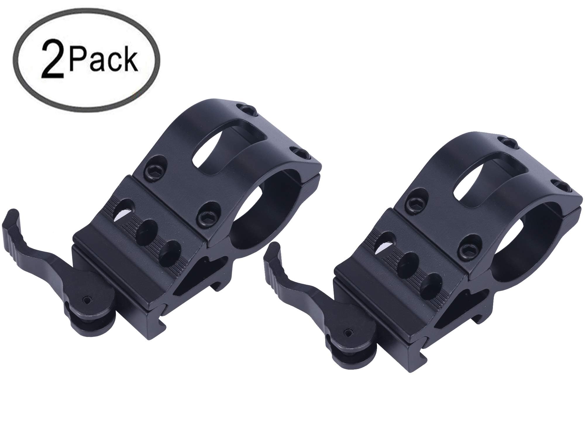 Tenako 2 Pack Tactical 1" Offset Picatinny Rail Mount with Quick Release for Flashlights