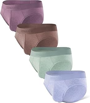 Separatec Mens Underwear Briefs, Breathable Cooling Rayon Made from Bamboo Underwear, Dual Pouch Mens Briefs 4 Pack