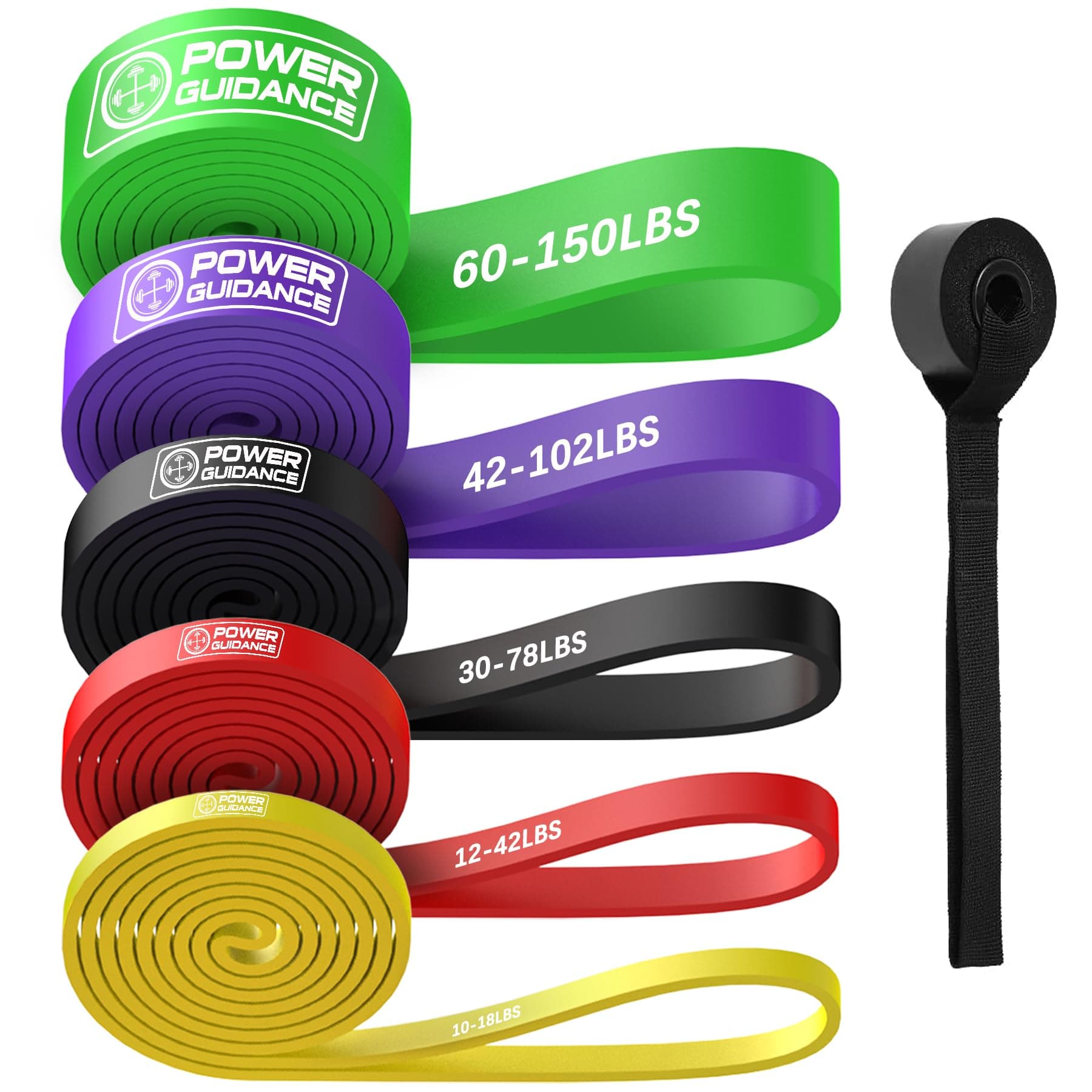 POWER GUIDANCE Resistance Bands, Set of 5 Pull Up Bands, Pull Up Assistance Bands, Exercise Bands, Resistance Bands Set for Legs, Working Out, Muscle Training, Physical Therapy, Shape Body