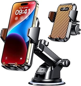 VANMASS Universal Car Phone Mount,【Patent & Safety Certs】 Upgraded Handsfree Dashboard Stand, Phone Holder for Car Windshield Vent, Compatible iPhone 14 13 12 11 Pro Max Xs XR X 8, Galaxy s20 (Brown)