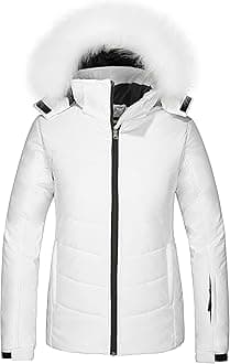 Skieer Women's Waterproof Ski Jacket Warm Puffer Jacket Thick Hooded Winter Coat