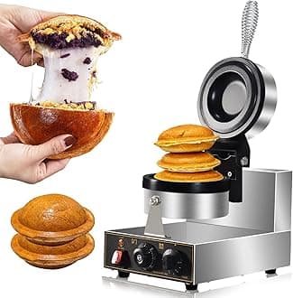 1300W Ice Cream UFO Burger Maker, Burger Waffle Maker, Hamburger sandwich machine Non-stick Panini press waffle machine, Non stick pan coating, stainless steel body, with temp and timer control.