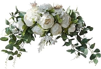 Wedding Arch Flowers, 30 Inch Rustic Artificial Floral Swag for Door Lintel, Green Leaves Rose Peony Sunflowers Table Centerpieces Home Decoration