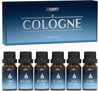 SALUBRITO Cologne Fragrance Oils, Premium Essential Oil Set for Diffuser, Soap, Candle Making Scents, Amber Oud, Midnight Musk, Blue Mystique, Sweet Tobacco, Nocturne, Cologne