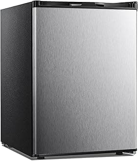 Upright Freezer,2.1 Cu.ft Mini Freezer with Reversible Single Door,Removable Shelves,Small Freezer with Adjustable Thermostat for Home/Kitchen/Office (Stainless Steel)