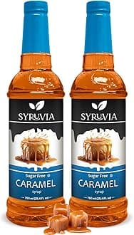 Syruvia Sugar-Free Caramel Coffee Syrup – 25.4 fl oz - Syrup for Coffee, Latte, Shakes, Smoothies, Desserts – 100% Vegan, Gluten Free, Kosher – No-Calorie Coffee Syrup, (Pack of 2)