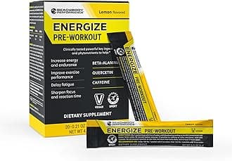 - BODi Energize Pre Workout Powder - Beta-Alanine, Quercetin & Low-Dose Caffeine Formula for Enhanced Energy & Focus, Increase Energy & Endurance Supplement, Lemon Flavored, 20 Sticks