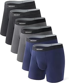 DAVID ARCHYMens Underwear Boxer Briefs Cotton Soft Breathable with Fly Underwear for Men Pack of 6