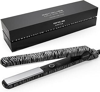 CoriolissC-Style | Hair Straightener for Women | Professional Titanium Plates | Ionic Flat Iron | Temperature Control 165°C to 220°C | Straightening and Waves | UK Plug | Zebra