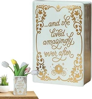 Book Shaped Decorative Vase, Vintage Book Shaped Vase In Ceramic, Flower in Bright Colors, Modern Decorative for Home Centrepieces Bookshelf Living Room Bedroom Flower Store