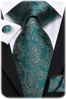 Silk Paisley Ties for Men Necktie Pocket Square Cufflinks Set Foral Tie Sets Formal Business
