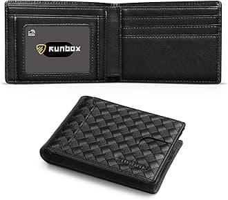 RUNBOX Novelty Wallet for Men Slim 11 Credit Card Holder Slots Leather RFID Blocking Small Thin Men's Wallet Bifold Minimalist Front Pocket Large Capacity Gift Box