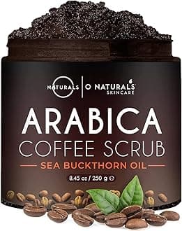 O Naturals Exfoliating Scrub, Natural Dead Sea Salt Deep-Cleansing Face & Body Scrubs. Tones Helps Oily Skin, Dead Skin Remover - Coffee Arabica 8.45oz