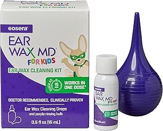 Earwax MD for Kids, Ear Wax Removal Kit and Ear Cleaning Tool, Includes Ear Wax Dissolving Drops and Rinsing Bulb