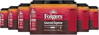 Folgers Gourmet Supreme Ground Coffee, Medium-Dark Roast, 22.6 Oz. Canister (Pack of 6)