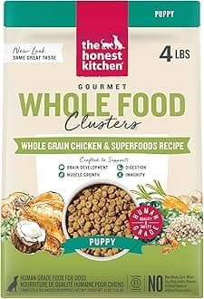 Human Grade Dry Dog Food, Whole Food Clusters Puppy Whole Grain Dry Dog Food,Chicken, 4 lb Bag