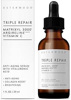 Triple Repair Matrixyl 3000 + Argireline + Hyaluronic Acid + Vitamin C Serum for Face - Anti-Aging, Collagen Boosting, Hydrating - Fragrance-Free - 1 Fl Oz