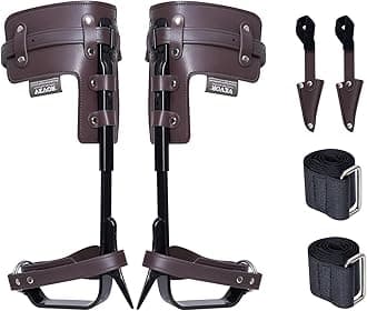 VEVOR Tree Climbing Spikes, Climbing Spurs, 350lbs Load Capacity Tree Climbing Gear with Straps and Spike Protectors, Arborist Equipment for Climbers, Hunting, Fruit Picking, White