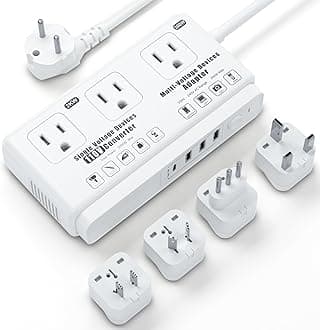 220V to 110V Voltage Converter Adapter: US to Europe International Travel Power Strip Plug Transformer, 2000W Electric Hair Dryer, Output Converters