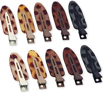 10 Pcs Creaseless No Crease No Bend Flat Hair Clips For Styling Non Slip Makeup Clips For Women Salon Hairstyle,Tortoiseshell