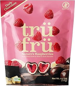 Tru Fru Nature's Raspberries Hyper-Dried Fresh in Dark Chocolate, 4.2 Ounce Bag